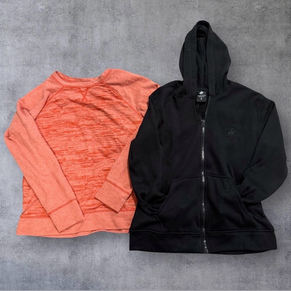 Beverly Hills Polo Club Tops - Beverly Hills Polo Club Black Embroidered Hoodie and Eddie Bauer Orange Crewneck
